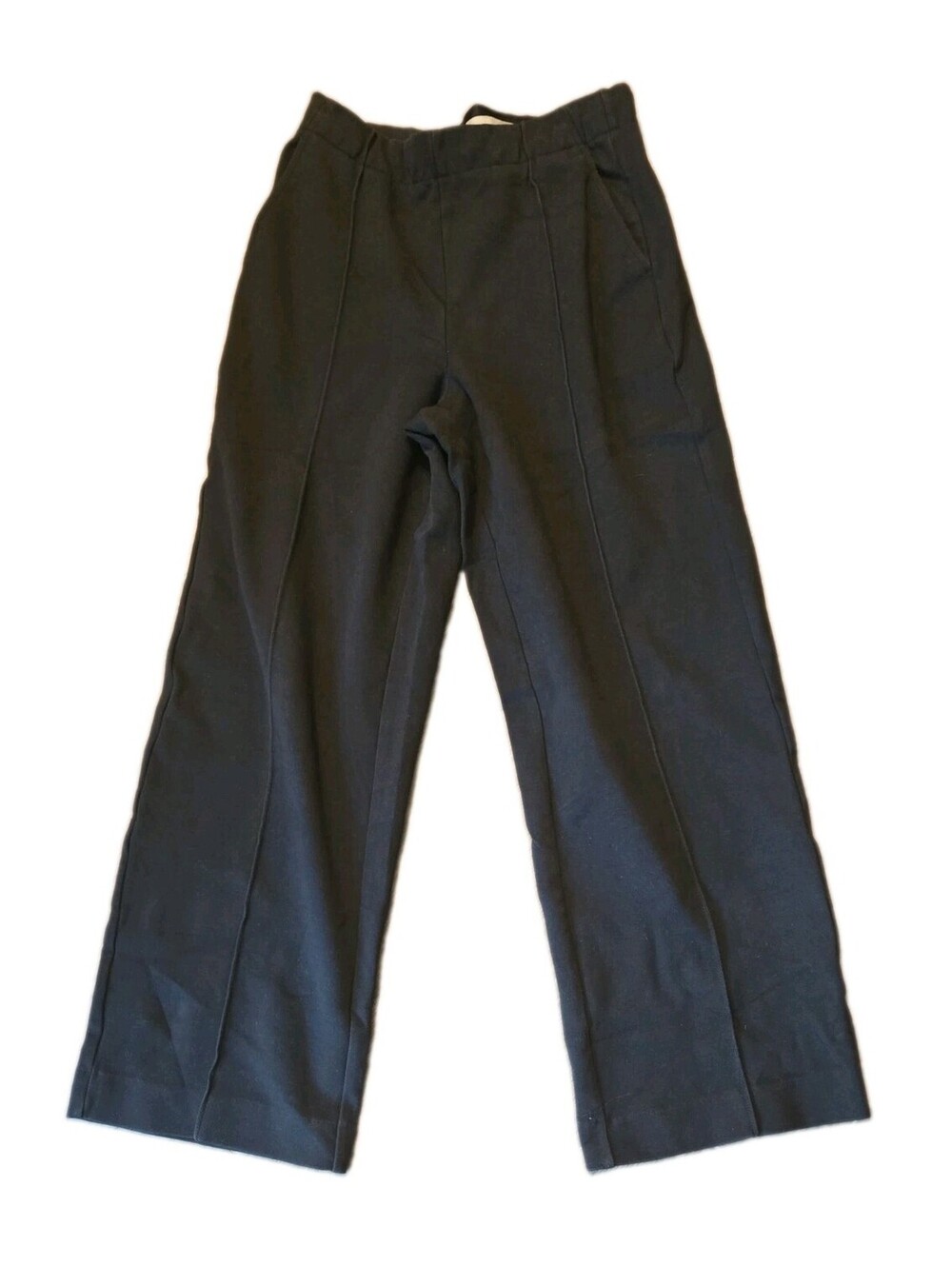 Everlane Pleated Wide Leg Black Elastic Waist Trouser Pants Sz S Business Casual